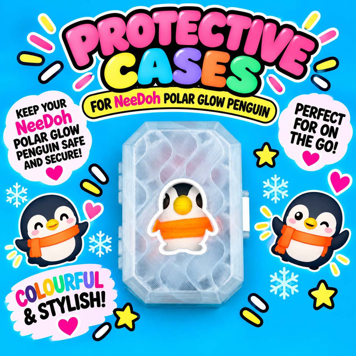 NeeDoh Polar Glow Penguin Case - Ice Edition